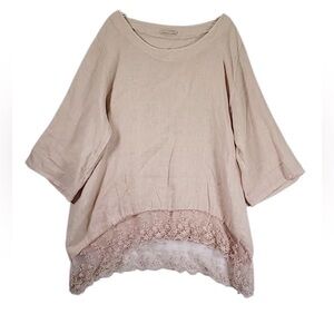 Stella Martini Linen Tunic Top Lagenlook Size